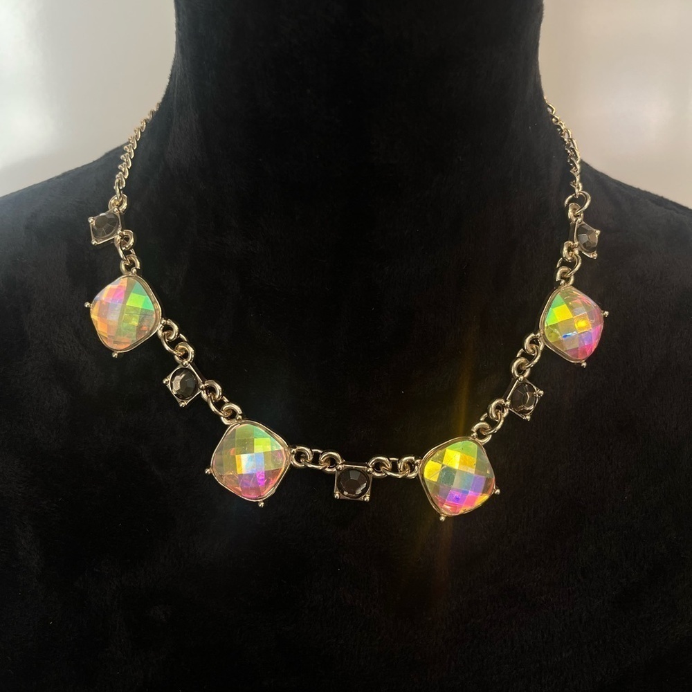 Kids Colorful Stone Necklace with Gold Tone Chain